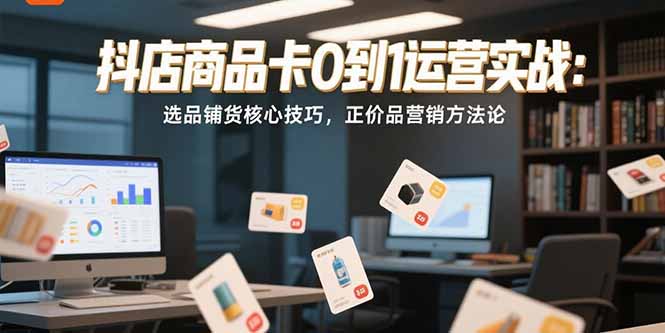 抖店商品卡0到1运营实战：选品铺货核心技巧，正价品营销方法论-优优云网创