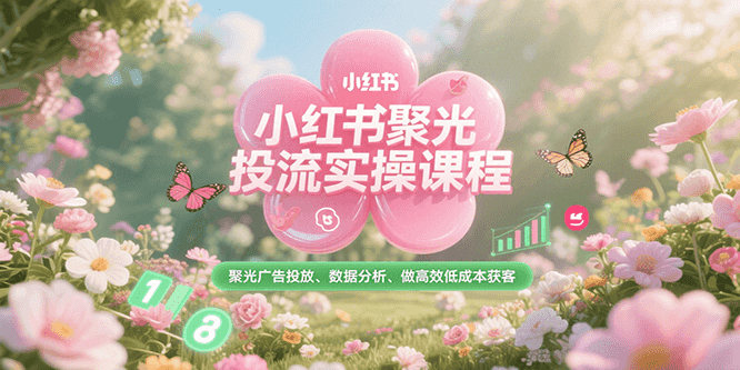 小红书聚光投流实操课程，聚光广告投放、数据分析、做高效低成本获客-优优云网创