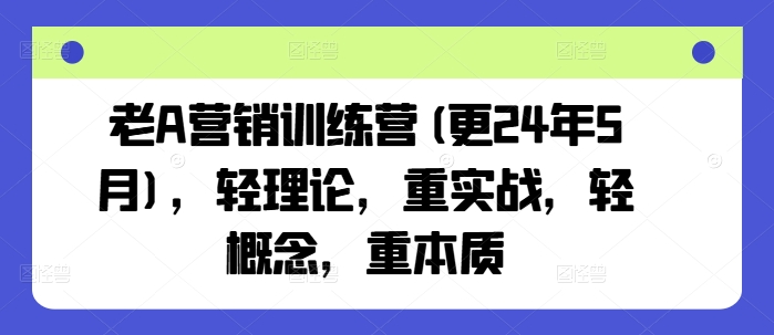 老A营销训练营(更25年7月)，轻理论，重实战，轻概念，重本质-优优云网创