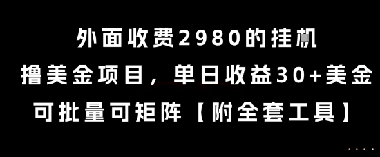 外面收费2980的挂G撸美金项目,单日收益30+美金,可批量可矩阵【揭秘】-优优云网创