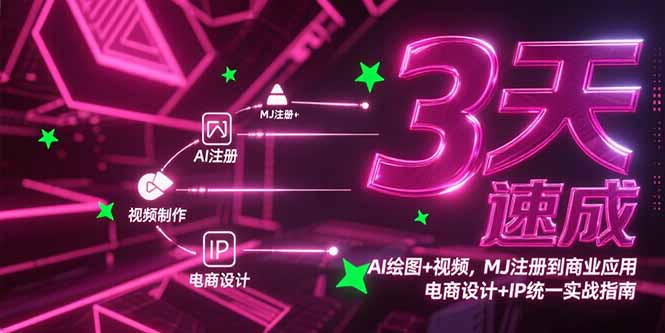 3天速成AI绘图+视频，MJ注册到商业应用，电商设计+IP统一实战指南-优优云网创