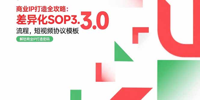 商业IP打造全攻略：差异化SOP3.0流程，短视频协议模板，婚恋项目实战案例-优优云网创