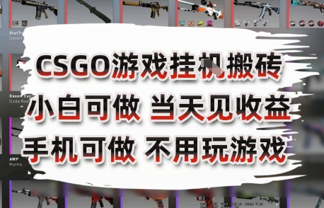 CSGO游戏挂G搬砖，小白纯手机即可操作，不用电脑打游戏，日入3张+，副业网创项目【揭秘】-优优云网创