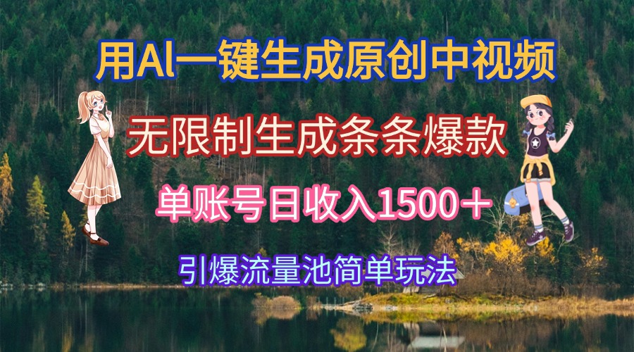 用Al一键生成原创中视频,无限制生成条条爆款,单账号日收入1500+引爆…-优优云网创