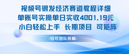 视频号银发经济赛道单账号实操单日实收1k+，小白轻松上手长期项目-优优云网创