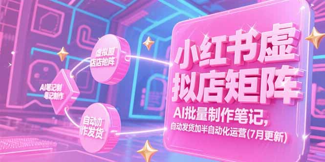 小红书虚拟店矩阵，AI批量制作笔记，自动发货加半自动化运营(7月更新-优优云网创