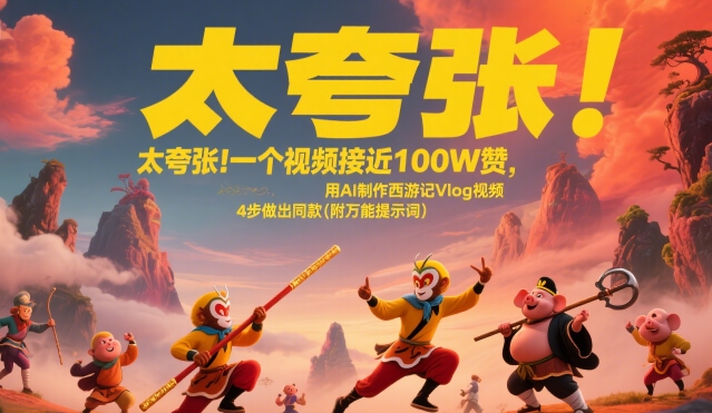 太夸张!一个视频接近100W赞,用AI制作西游记Vlog视频,全流程拆解来了(附万能提示词)-优优云网创