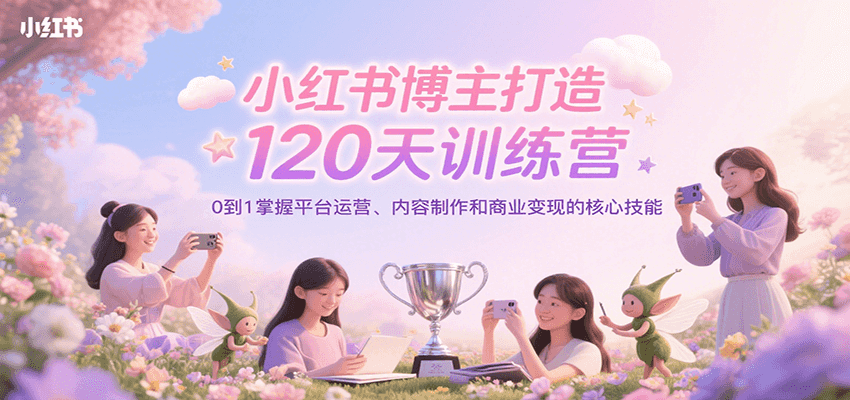 小红书博主打造120天训练营，0到1掌握平台运营、内容制作和商业变现-优优云网创